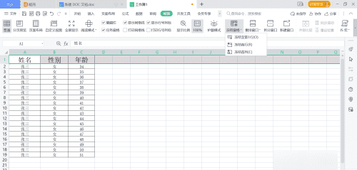 如何冻结窗口，excel表格中如何设置冻结某一行或几行窗口图11