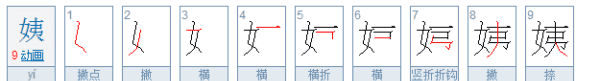 姨有几笔画顺序怎么写,姨的笔画顺序怎么写图1