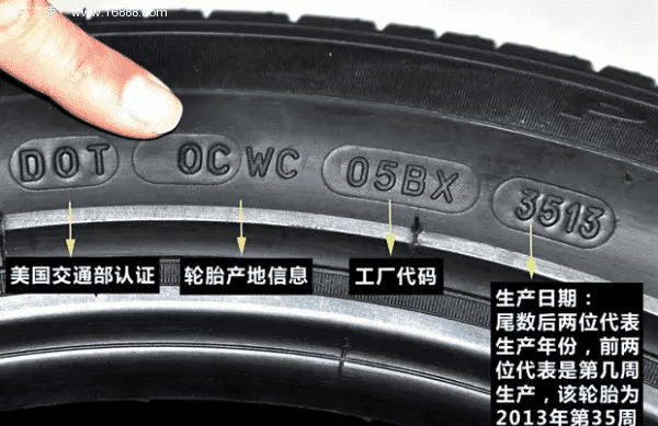 提新车怎么看轮胎和玻璃生产日期,如何查看汽车轮胎和玻璃的生产日期图11