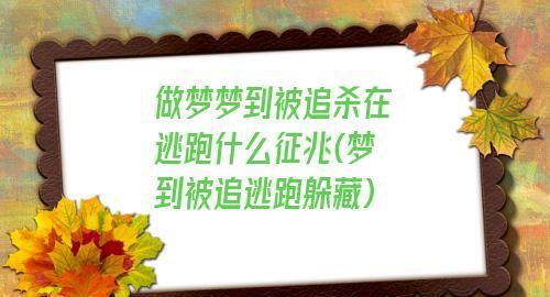 梦到被追杀一直在逃跑躲避,梦见被追杀拼命逃跑躲藏是什么意思图1