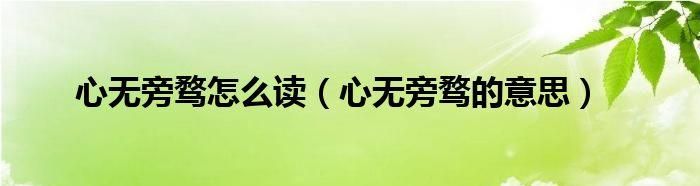 心无旁骛什么意思,心无旁骛的意思解释