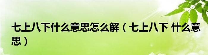 七上八下是什么意思,成语七上八下的意思是什么图3