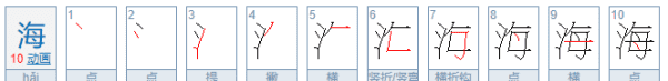 海的笔顺组词,海字的笔顺图2