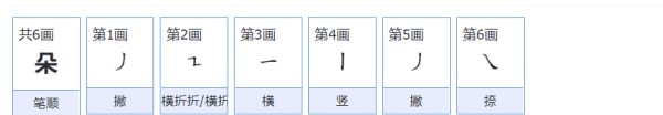 朵的笔顺正确写法,朵字的笔顺