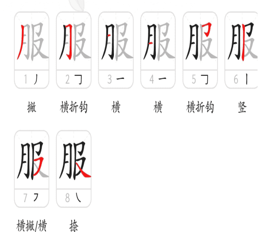 服的笔顺笔画,服字的笔顺笔画图2