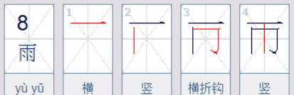 雨的笔顺笔画,雨笔顺怎么写图5