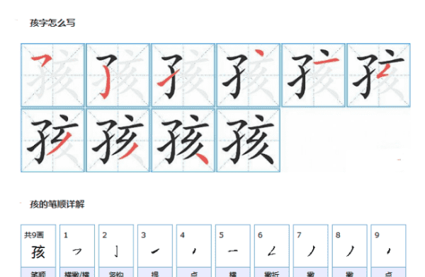 孩的笔顺正确写法,孩字的笔顺怎么写么写图6