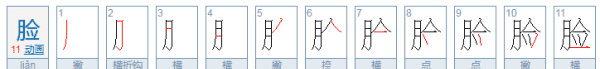 脸的笔顺,脸的笔顺