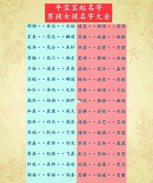 给牛年宝宝起名字大全202,出生的孩子怎么取名适合牛宝宝的名字