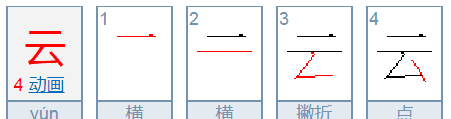 云的笔顺,云的笔顺笔顺是图3