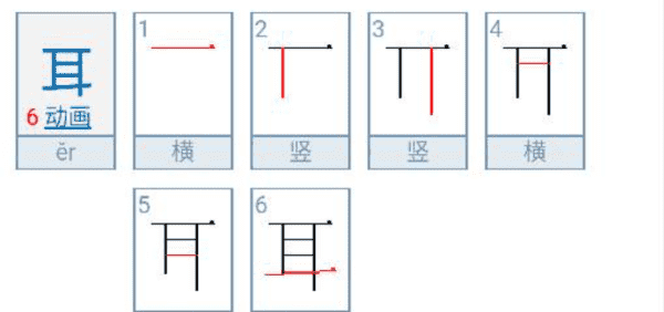 耳的笔顺规则是先横后竖,耳的笔顺怎么写图6