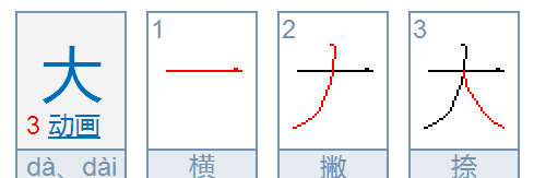 大的拼音笔顺,大字笔画顺序图2