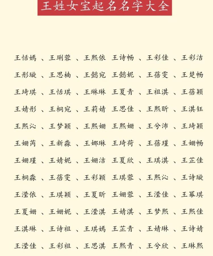 姓王女孩子名字大全集,姓王的女孩名字图2