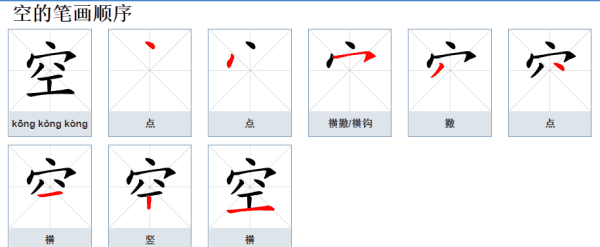 空的拼音笔顺,天空的空的笔顺图3