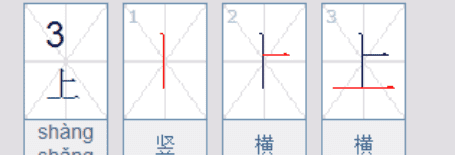 上的笔顺田字格正确写法,上字的田字格怎么写的图4