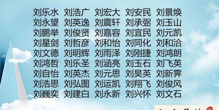 名字刘姓取名男孩名字,刘姓牛宝宝起名宜用字图7