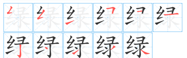 绿的笔顺,绿的笔顺怎么写图2