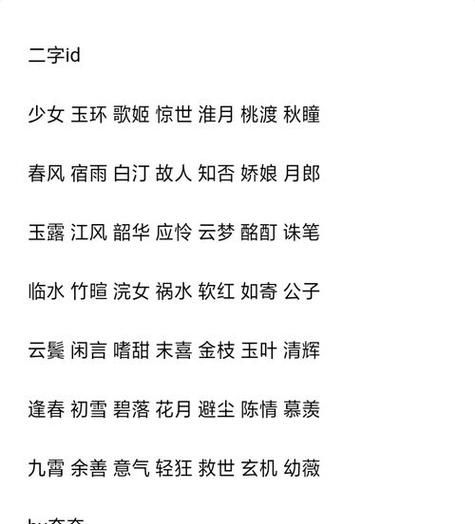 冷门且高级的二字id,好听又冷门的二字id女图4