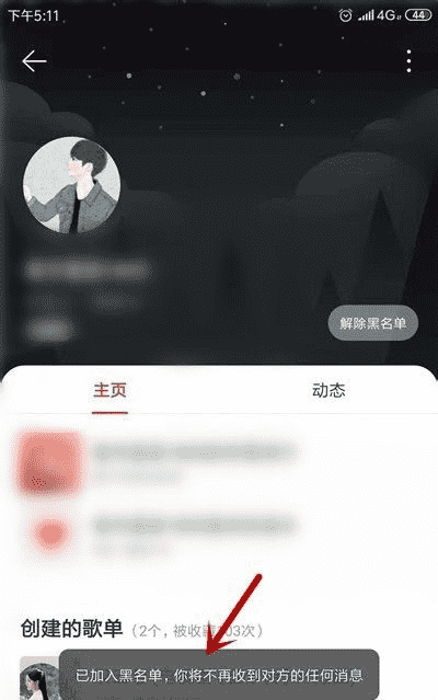 网易云拉黑对方会怎么样，网易云音乐拉黑是什么样图4